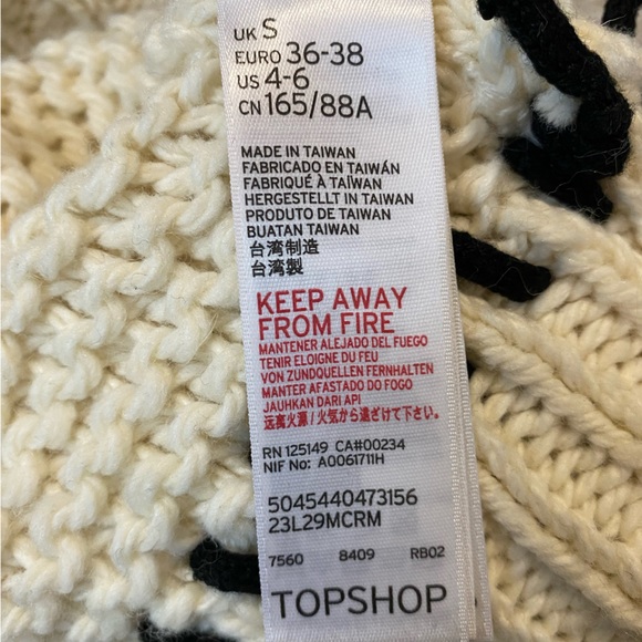 Topshop Cream Oversize Chunky Knit Wool Blend Crewneck Sweater Size Women's S - Picture 4 of 4